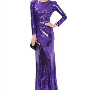 Purple Long Sleeve Sequin Dress- Beautifly Dress